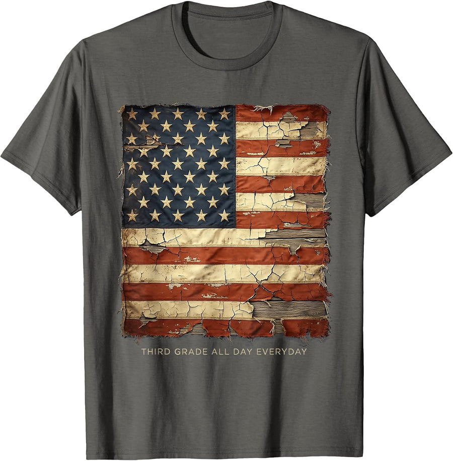 Third Grade All Day Everyday Teacher Design T-Shirt - Asphalt Grey