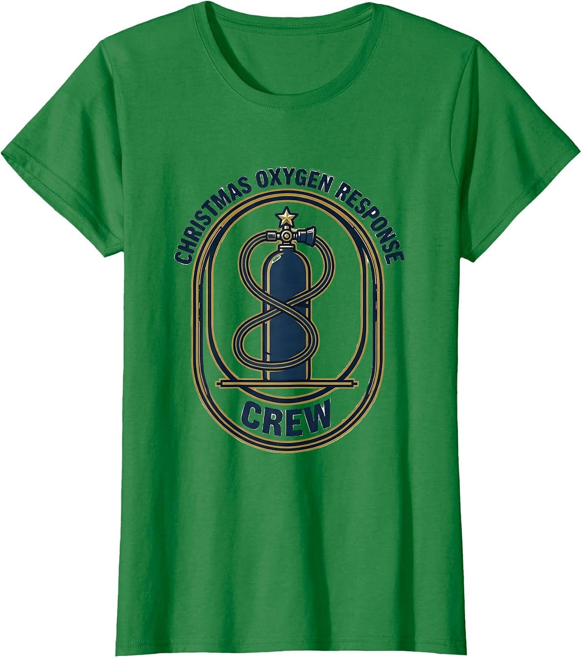 Christmas Oxygen Response Crew Funny Respiratory Therapist T-Shirt - Kelly Green