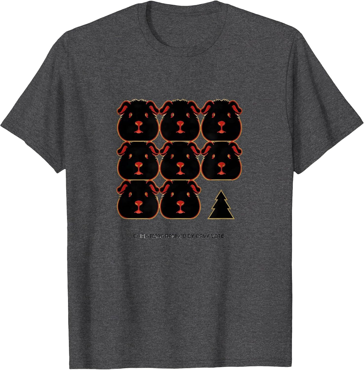 Men's Christmas Ranked By Cavy Vote Geometric Guinea Pig Humor T-Shirt - Dark Heather Grey