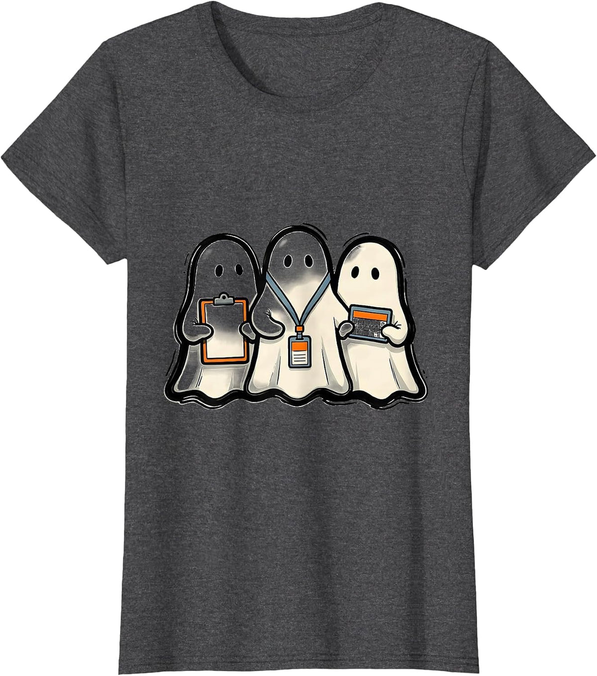 Women's Ghost Para Normal Activities Paraprofessional Halloween T-Shirt - Dark Heather Grey