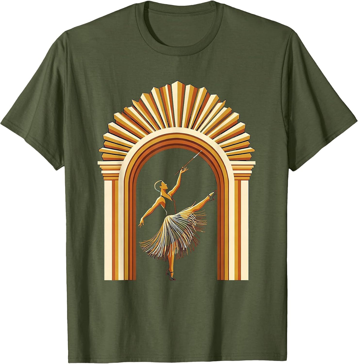 Art Deco Dancer Roaring 20s Party Costume T-Shirt - Olive Green