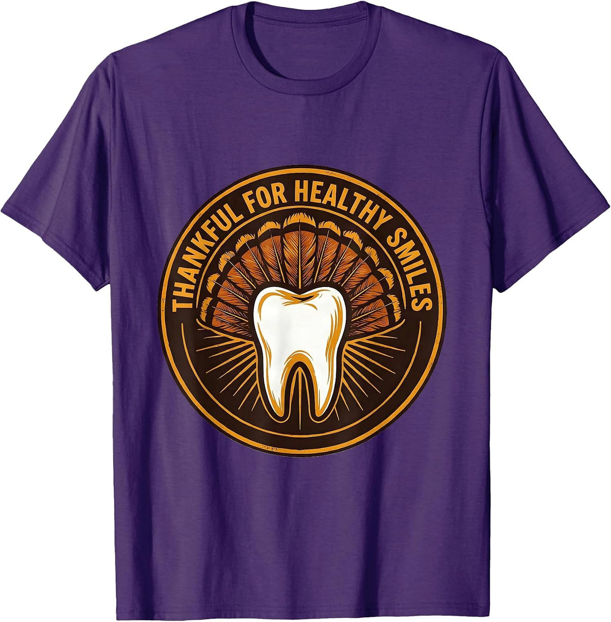 Men's Thankful For Healthy Smiles Funny Dental Staff Thanksgiving T-Shirt - Purple