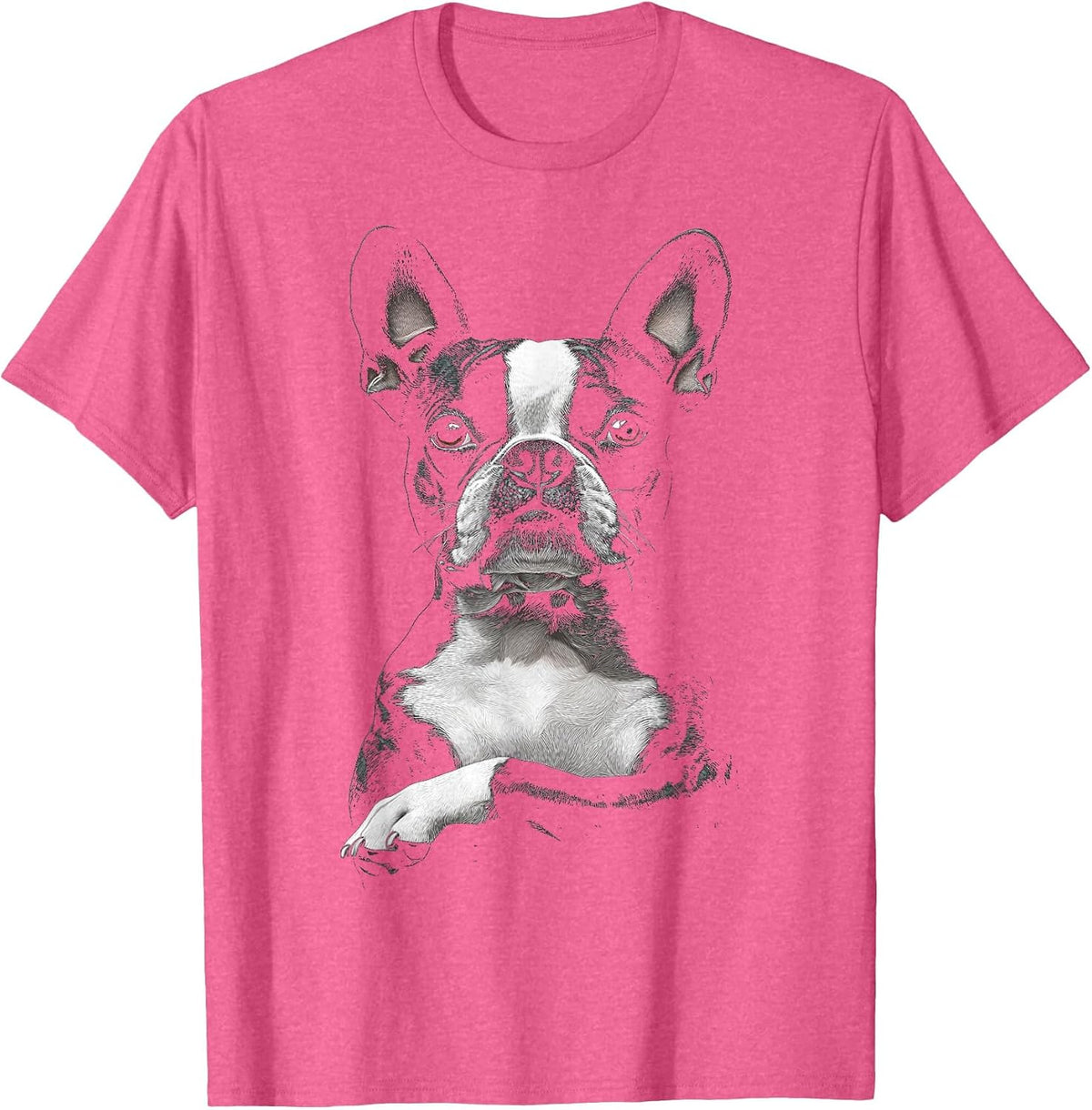 Funny Boston Terrier Dog T-Shirt - Pink Heather