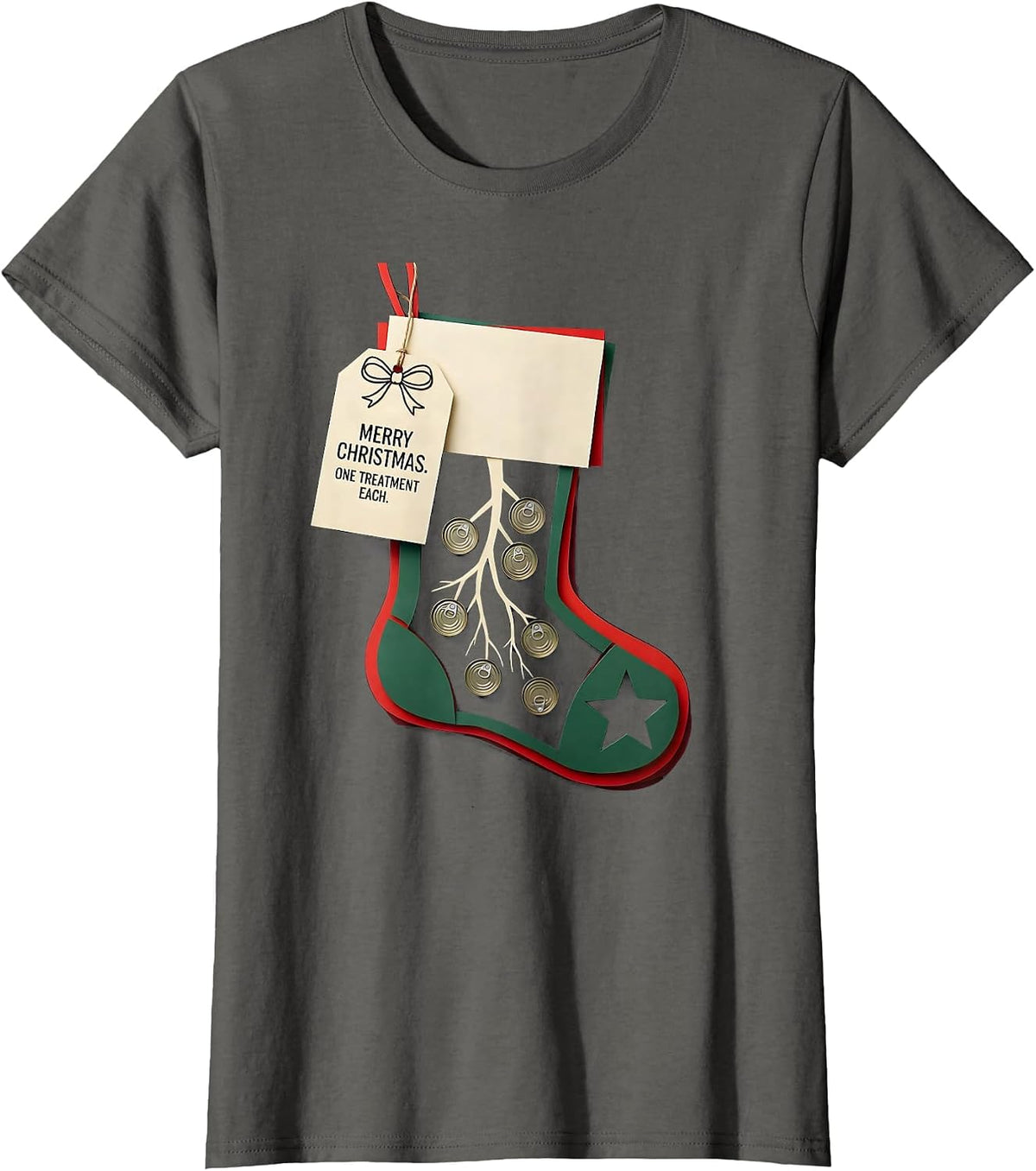 Women's Merry Christmas One Treatment Each Respiratory Therapist T-Shirt - Asphalt Grey