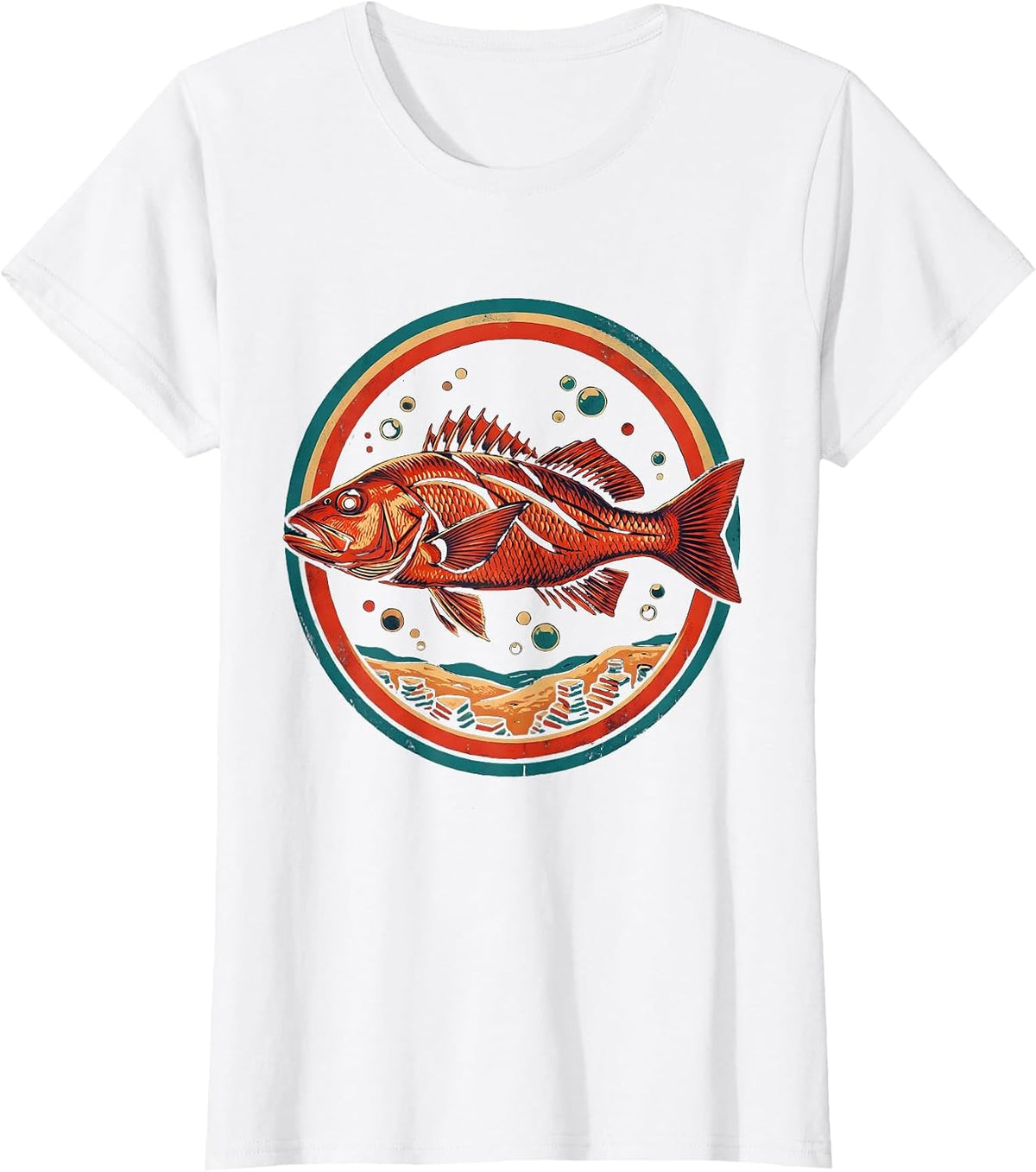 Gulf of Mexico Red Snapper Underwater Illustration T-Shirt - White