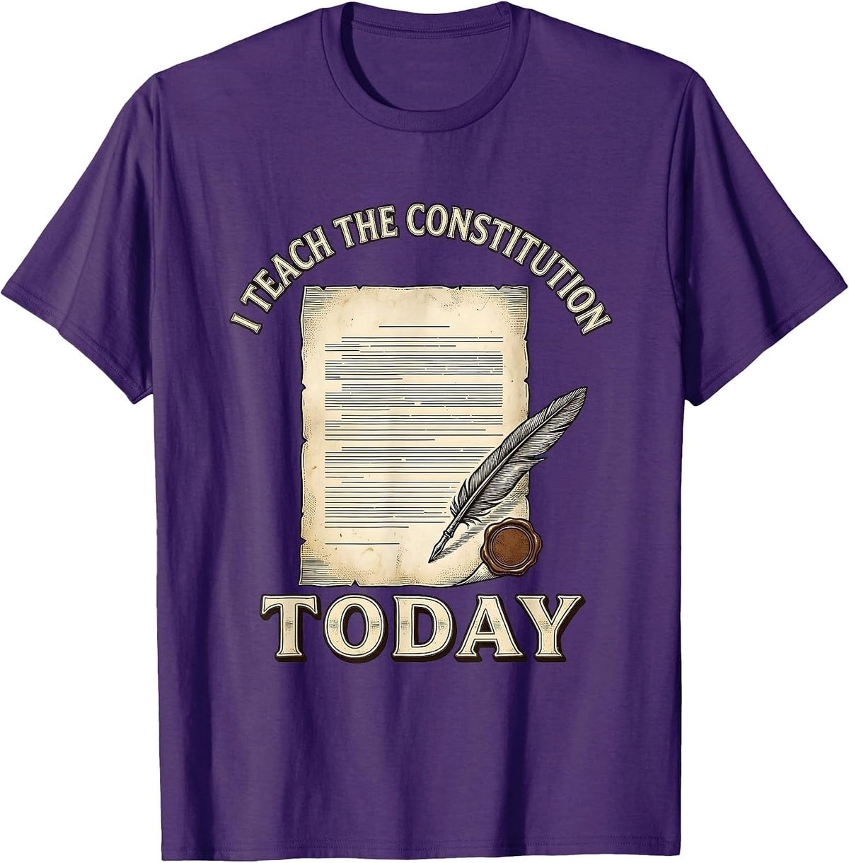 I Teach The Constitution Today Vintage Social Studies T-Shirt - Purple