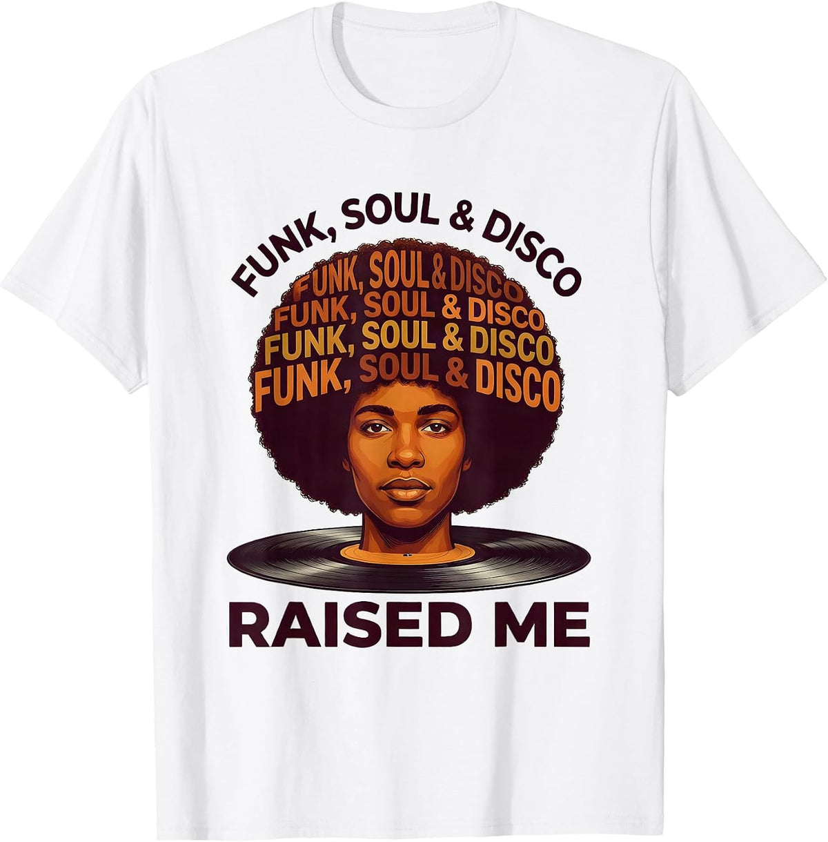 Men's Funk, Soul & Disco Raised Me Retro Afro 70s Vintage T-Shirt - White