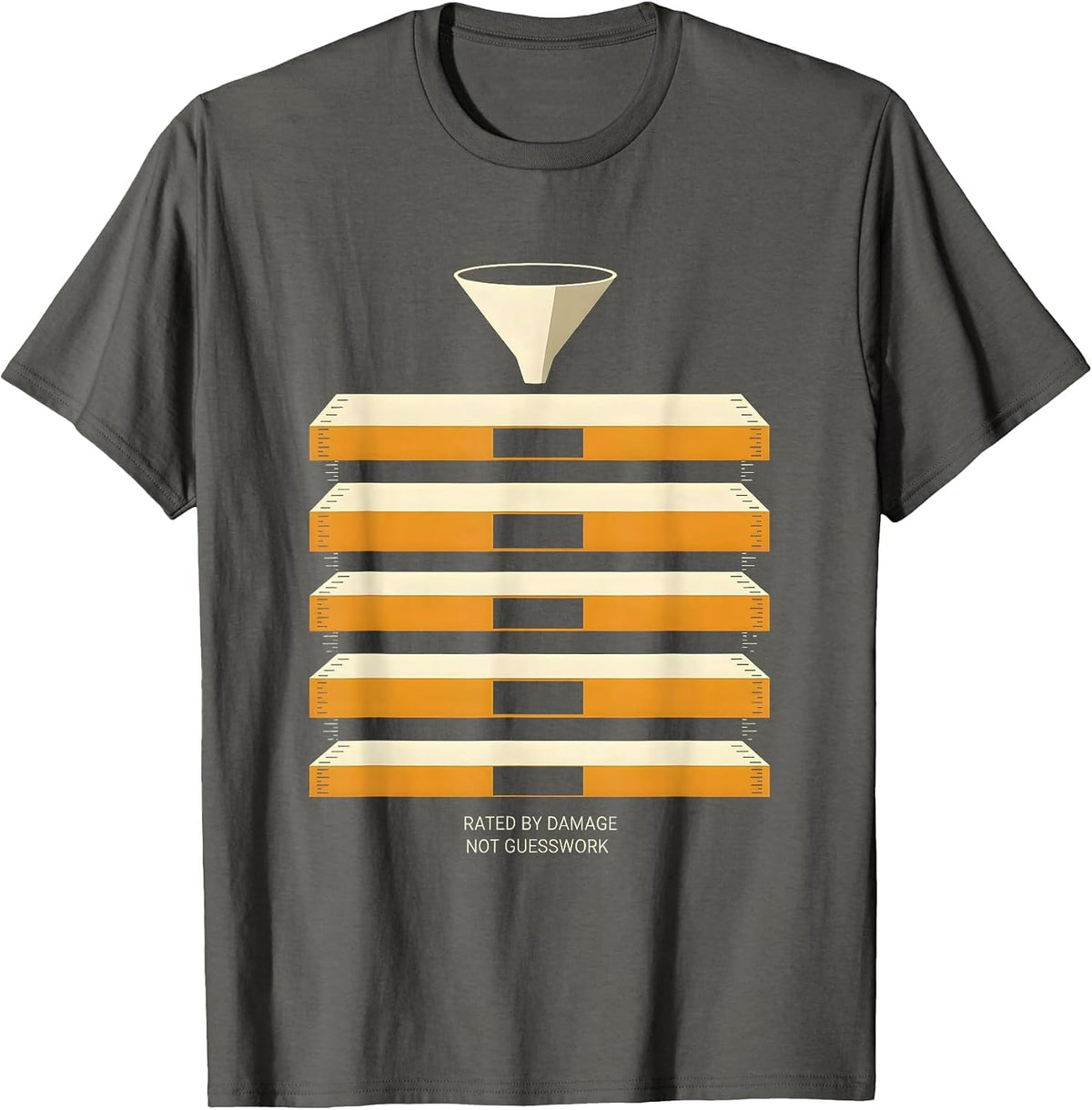 Men's Rated By Damage Not Guesswork Flat Step Scale Storm Chaser T-Shirt - Asphalt Grey