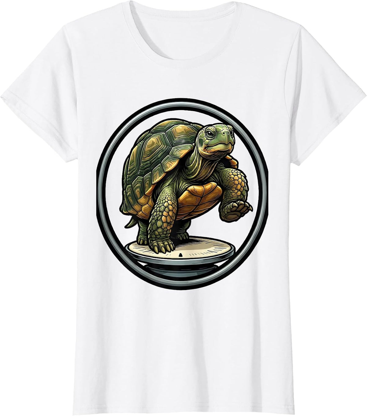 Sealed Tortoise Badge Cartoon Turtle Lover Humor T-Shirt - White
