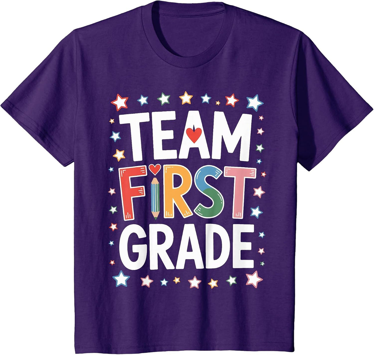 Team First Grade Back to School Teacher Squad T-Shirt - Purple