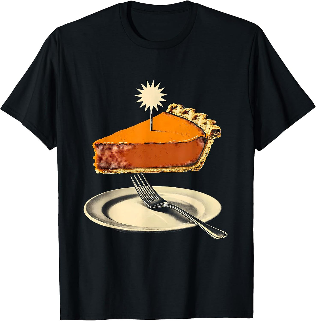 Men's Pumpkin Pie Wedge Playful Thanksgiving Pie Lover Humor T-Shirt - Black