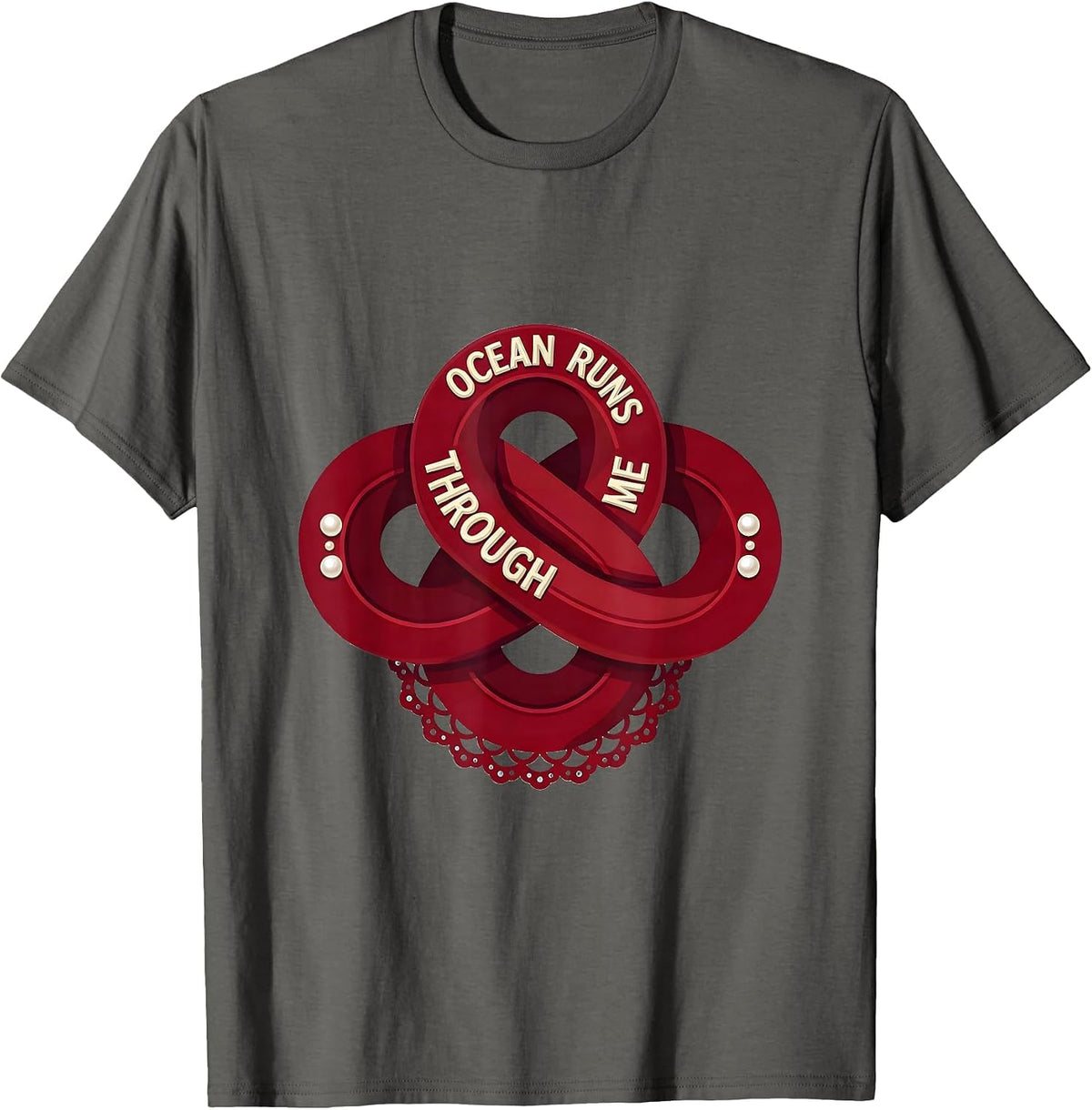 Men's Ocean Runs Through Me Sailor Design T-Shirt - Asphalt Grey