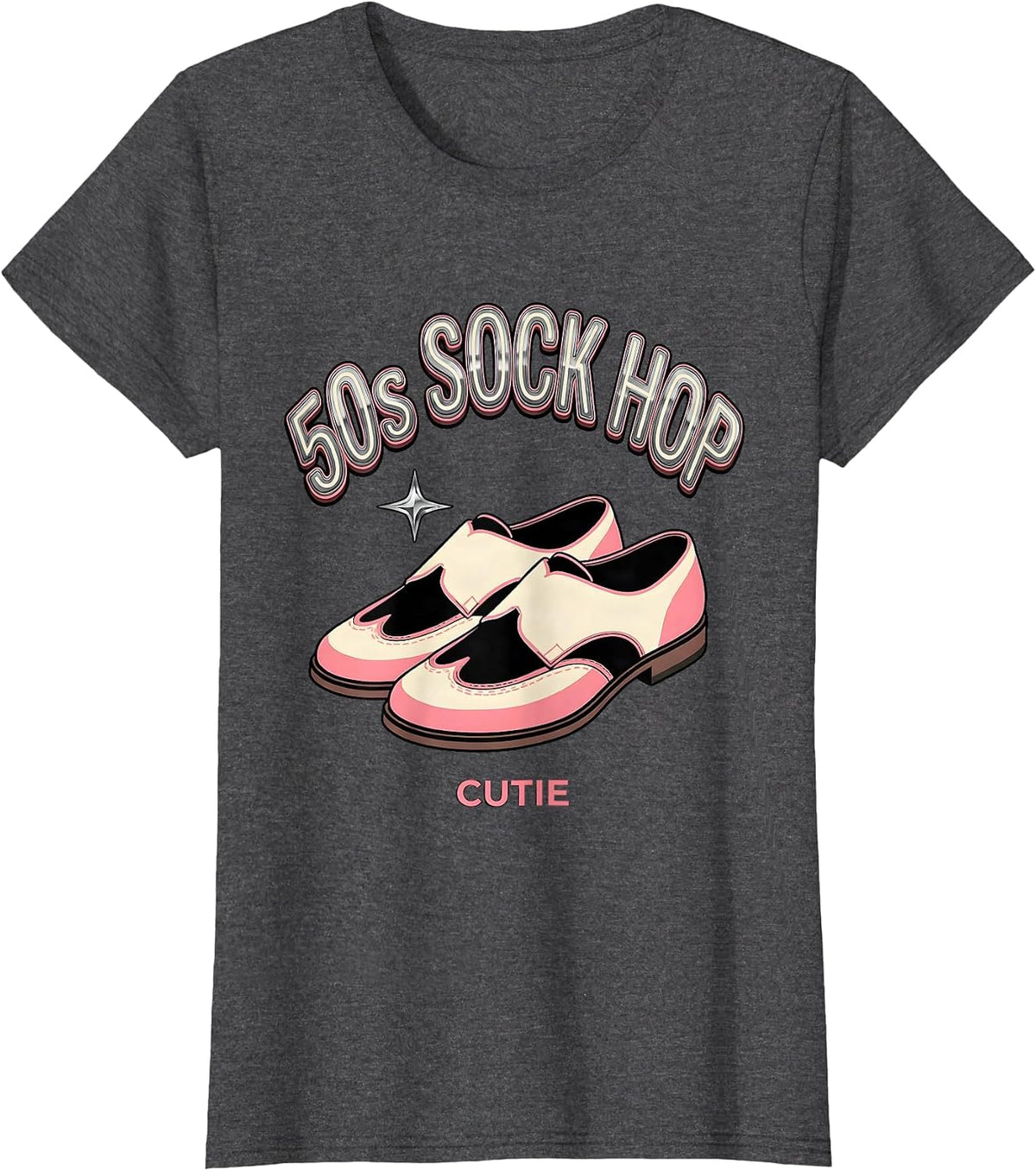 Women's 50s Sock Hop Cutie Retro Rockabilly 1950s Party Costume T-Shirt - Dark Heather Grey