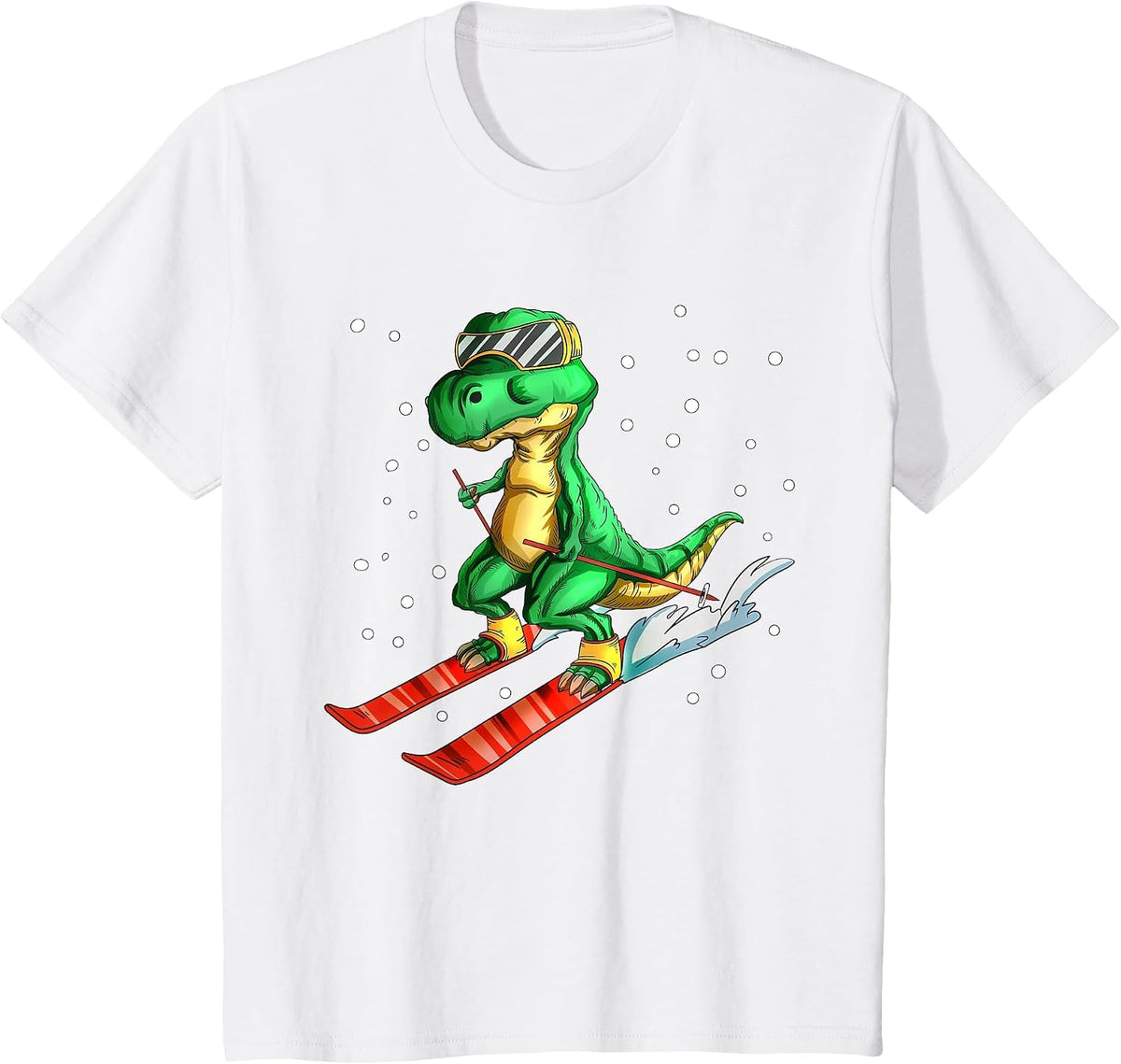 Dinosaur T-Rex Dinosaur with Ski Goggles T-Shirt - White