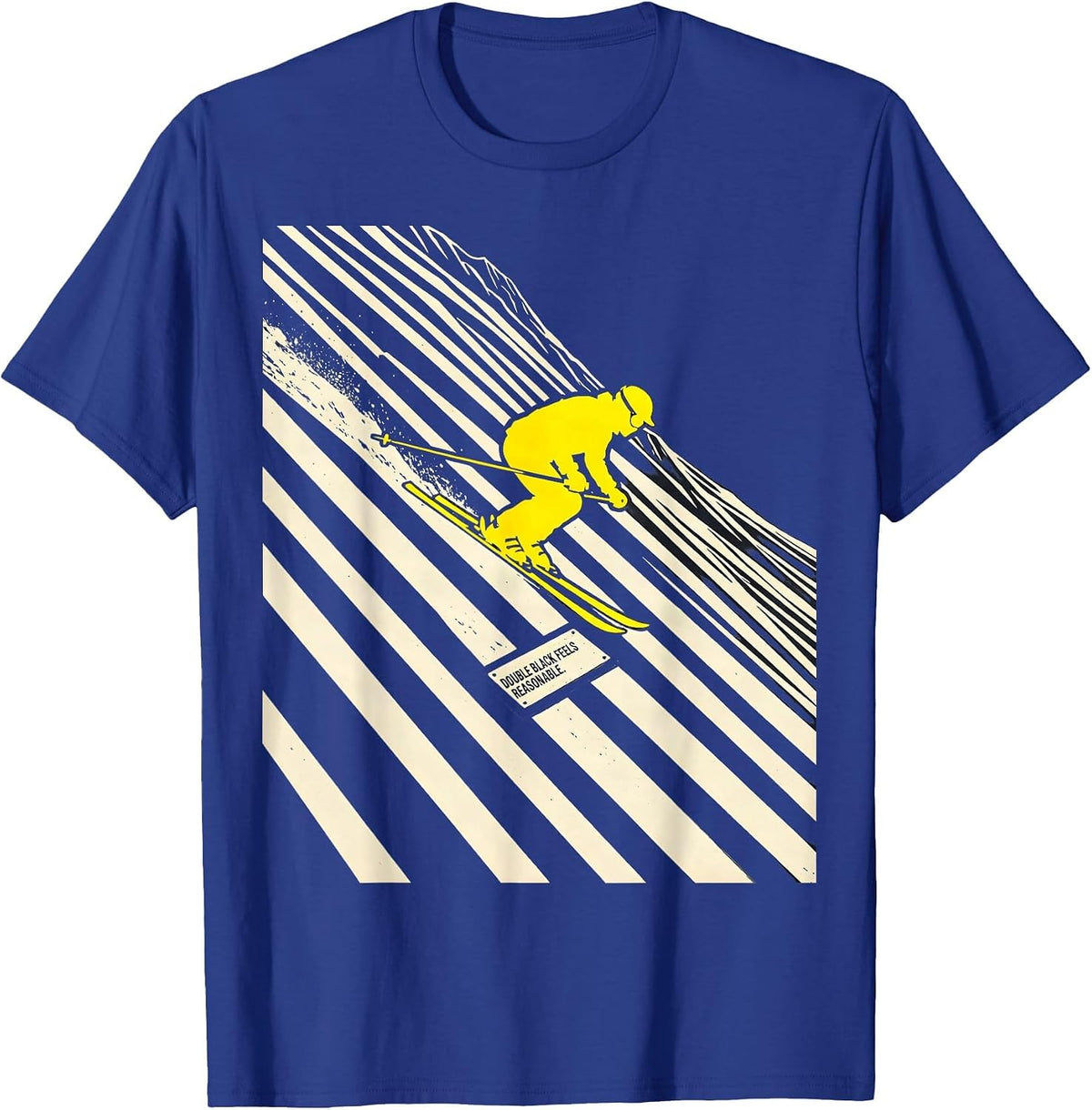 Men's Double Black Feels Reasonable Funny Vintage Ski Snowboard T-Shirt - Royal Blue