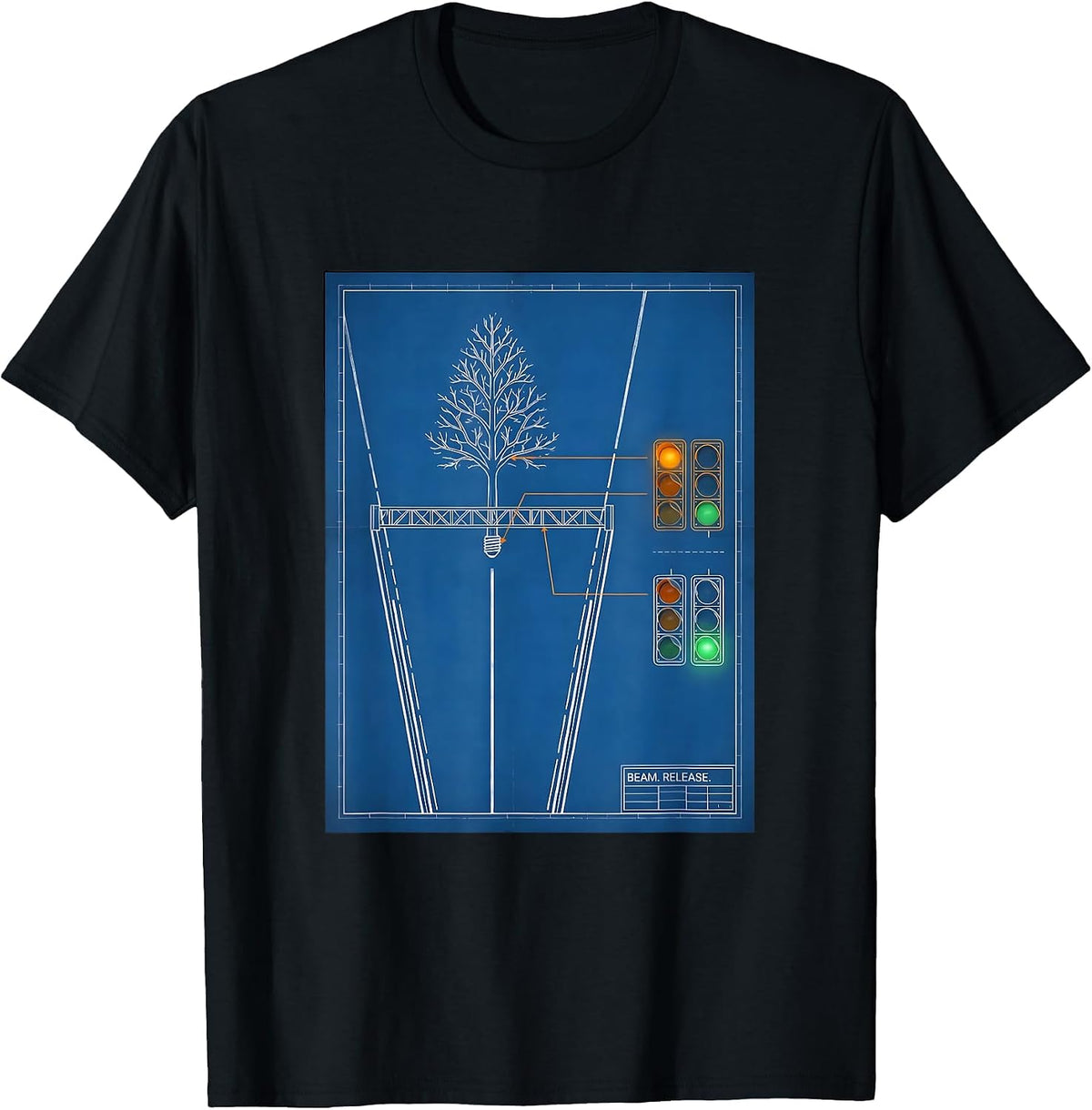 Men's Beam Release Technical Blueprint American Drag Racing RC Car T-Shirt - Black