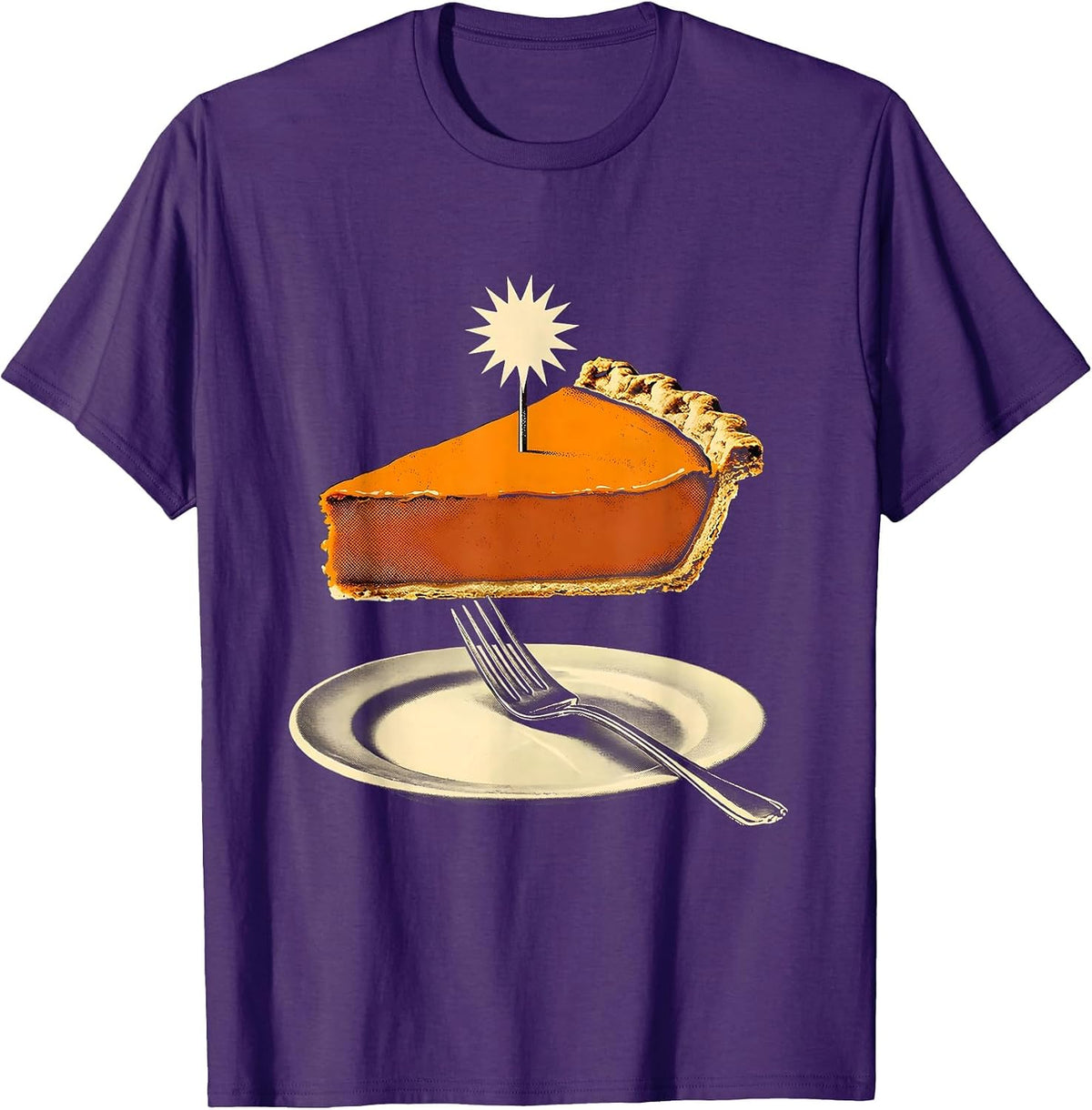 Men's Pumpkin Pie Wedge Playful Thanksgiving Pie Lover Humor T-Shirt - Purple
