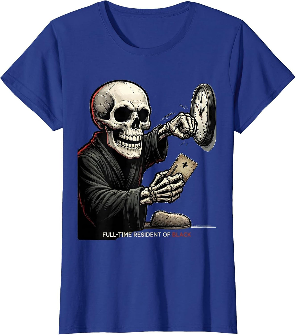 Women's Full-Time Resident Of Black Cartoon Goth Alt Y2K Grunge T-Shirt - Royal Blue