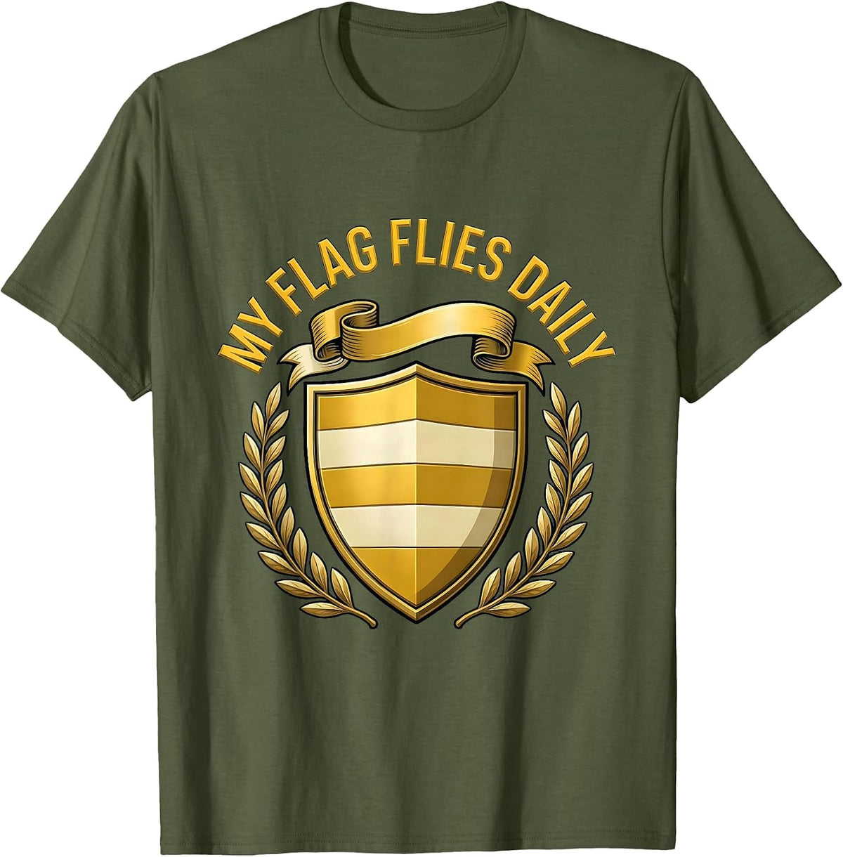 My Flag Flies Daily Pride Flag Design T-Shirt - Olive Green