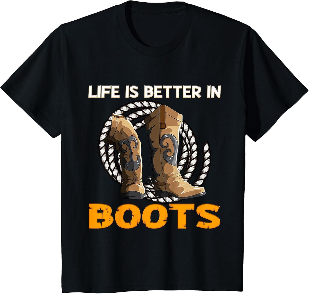 Life is Better in Boots Herd Animals Cowboy Boots T-Shirt - Black