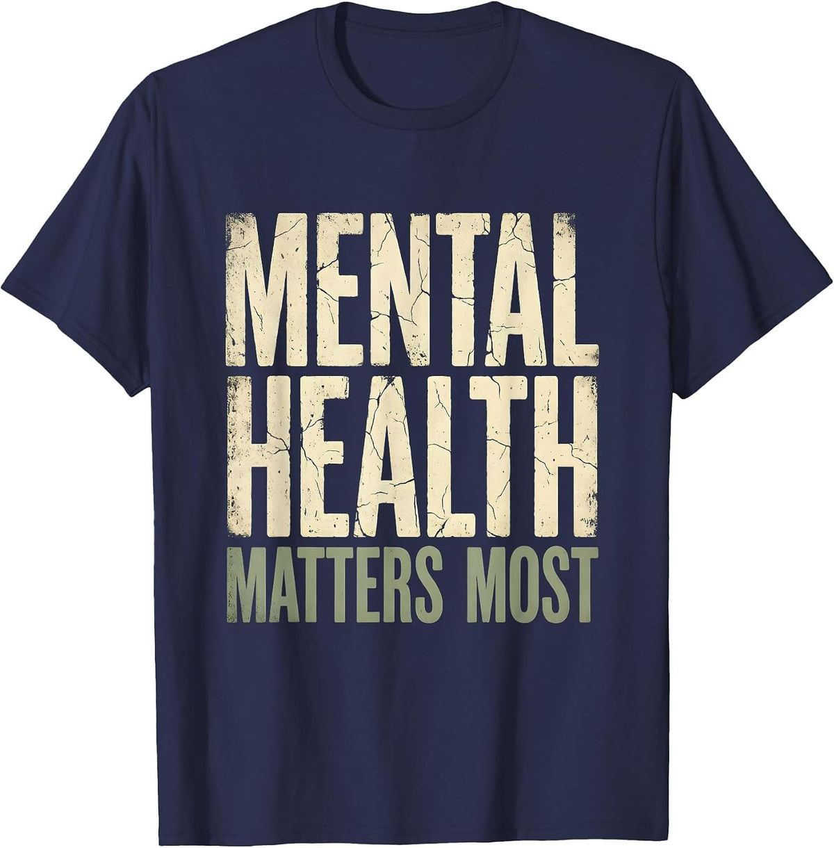 Mental Health Matters Most School Counselor Design T-Shirt - Navy Blue