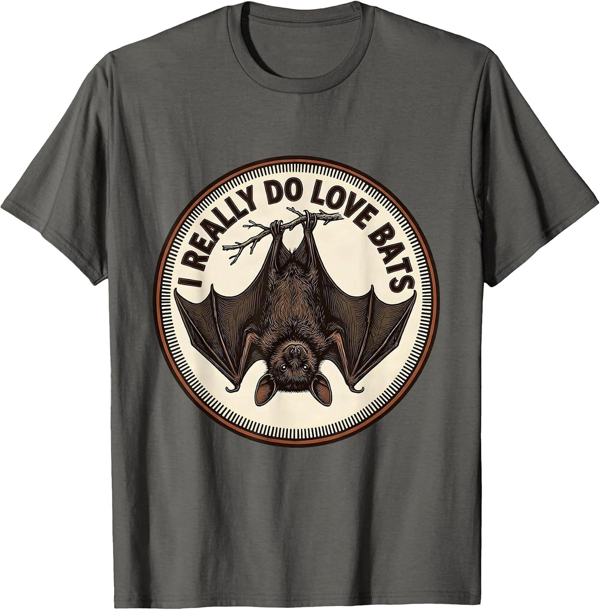 I Really Do Love Bats Vintage Bat Lover Wildlife T-Shirt - Asphalt Grey