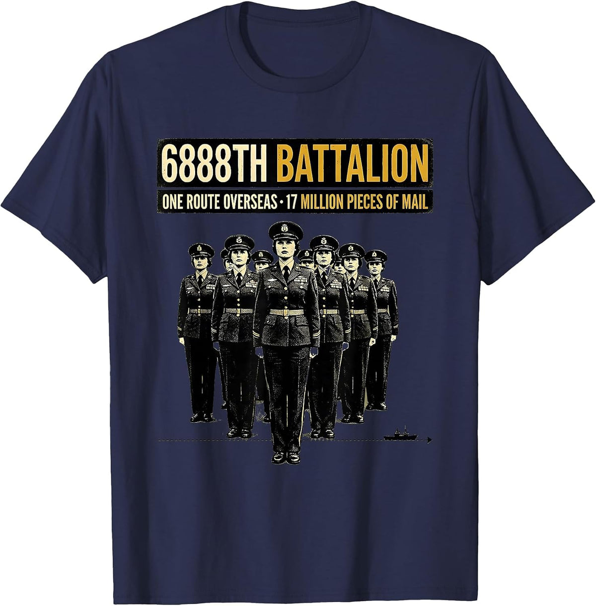 Men's 6888th Battalion WWII Black Servicewomen Tribute T-Shirt - Navy Blue
