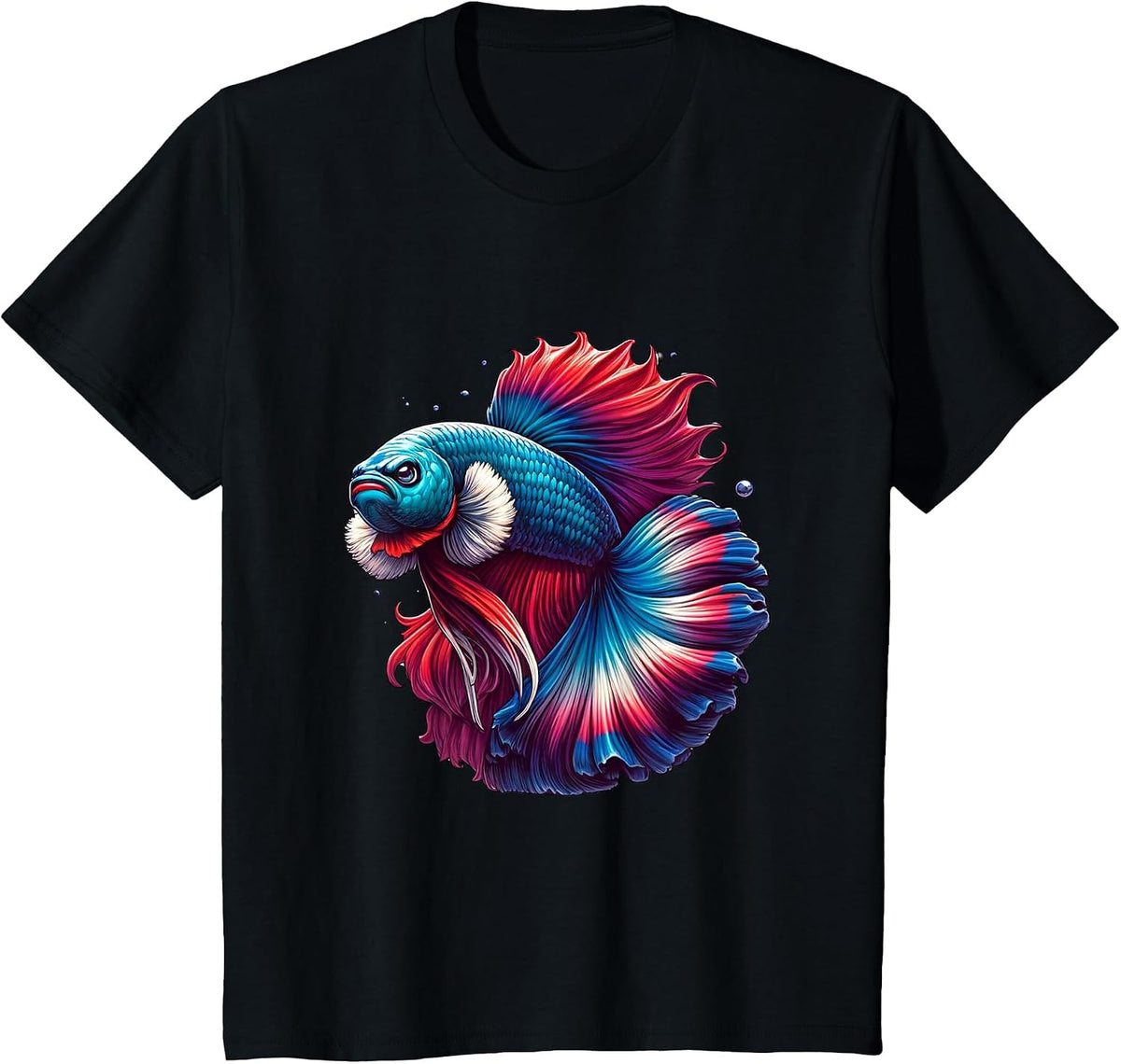 Angry Betta Fish Face Funny Vibrant Exotic Tee T-Shirt - Black
