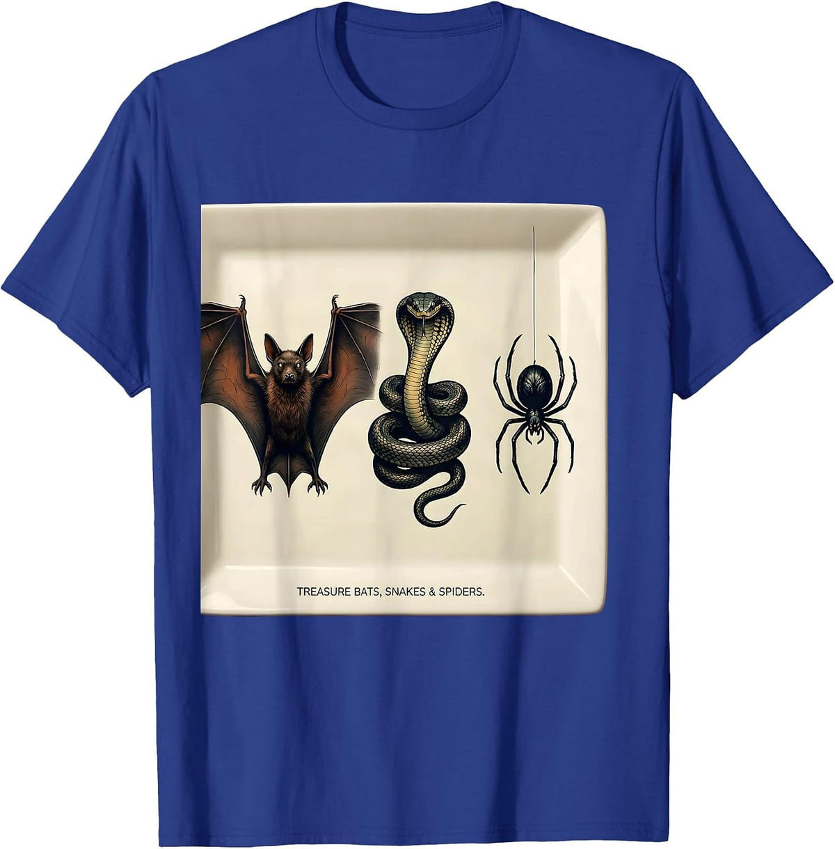 Treasure Bats, Snakes & Spiders Whimsical Nature Lover Gift T-Shirt - Royal Blue