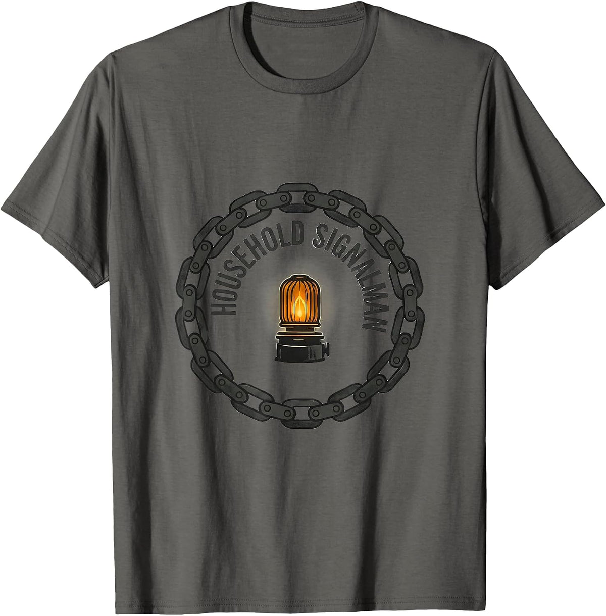 Household Signalman Editorial Conceptual Train Enthusiast T-Shirt - Asphalt Grey