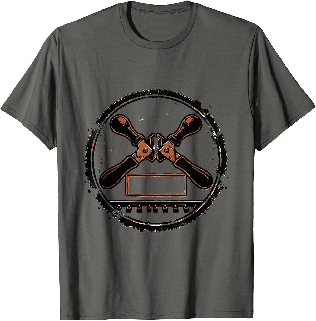 Men's Rubber Stamp Train Ticket Punch Train Enthusiast Humor T-Shirt - Asphalt Grey