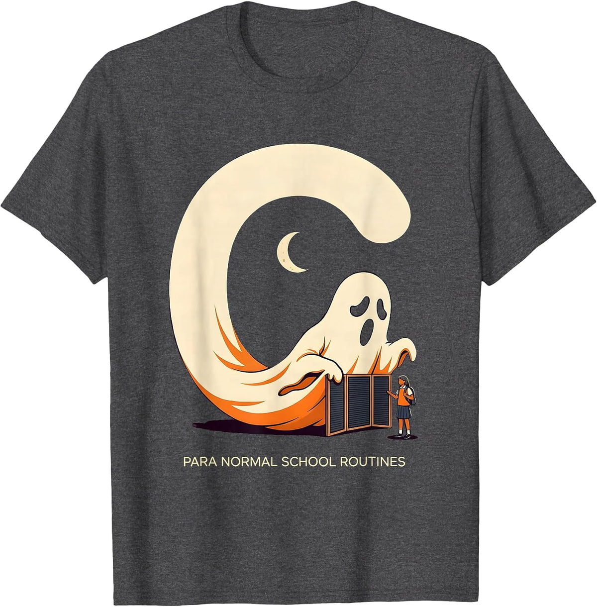 Men's Para Normal School Routines Funny Ghost Paraprofessional T-Shirt - Dark Heather Grey