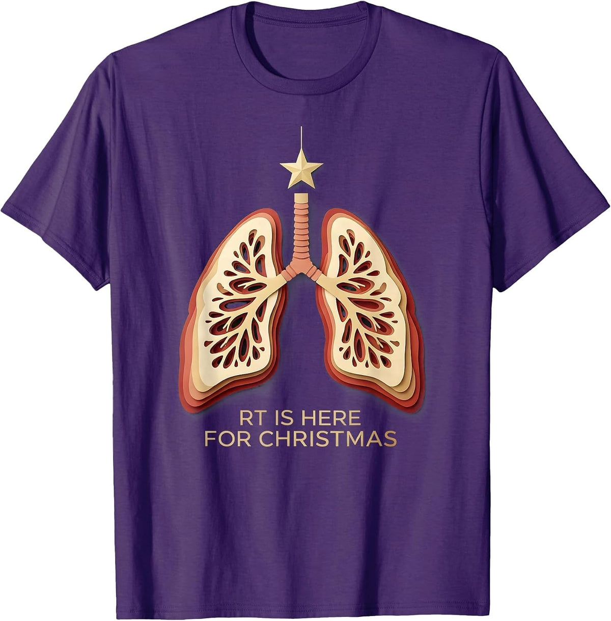 RT Is Here For Christmas Funny Respiratory Therapist T-Shirt - Purple