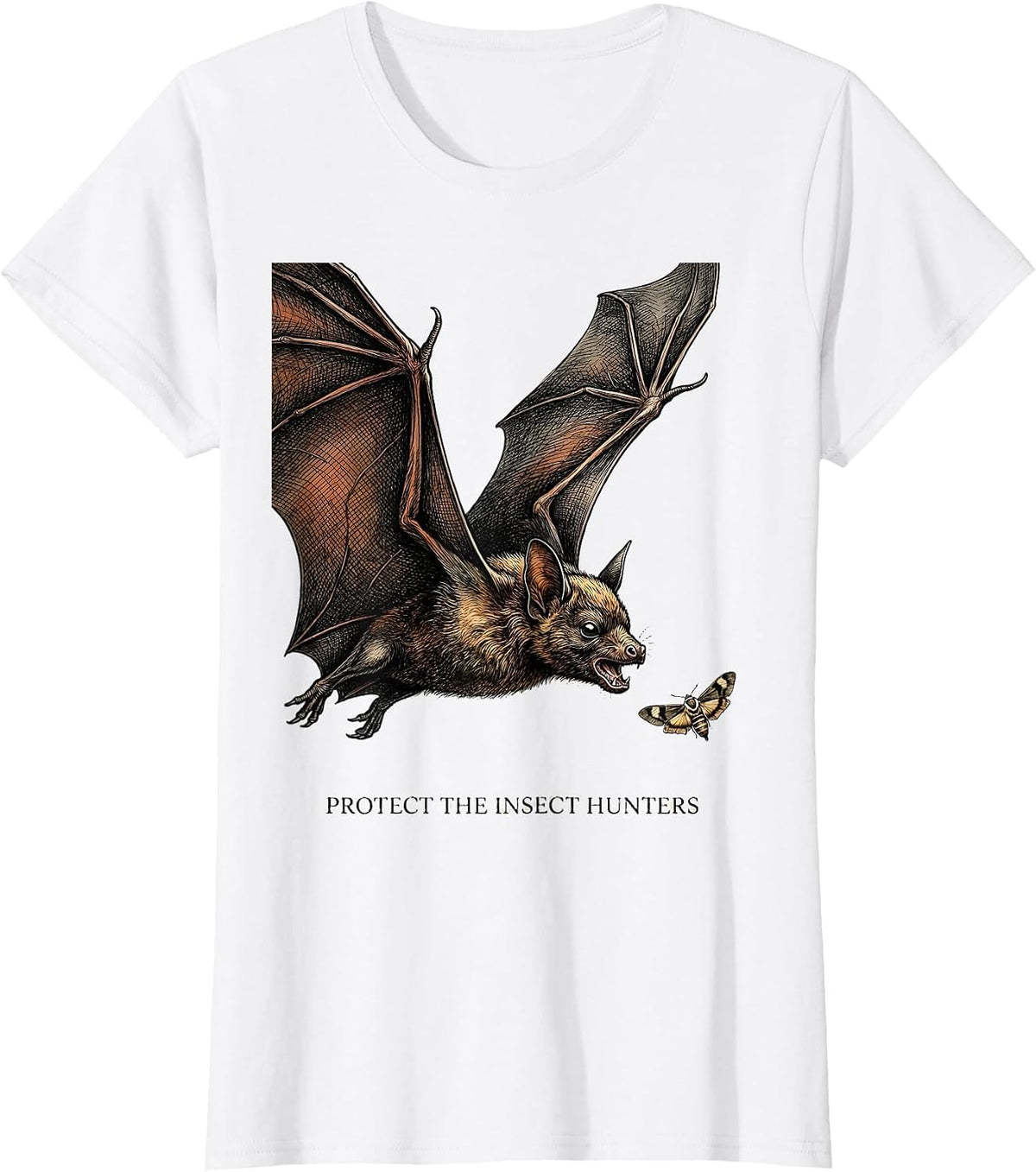 Protect The Insect Hunters Bat Lover Wildlife Conservation T-Shirt - White