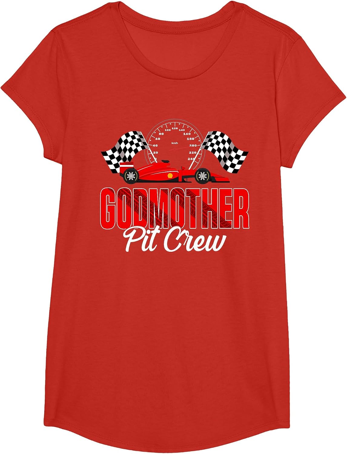 Race Car Birthday Party Racing Family Godmother Pit Crew T-Shirt - Girls Red