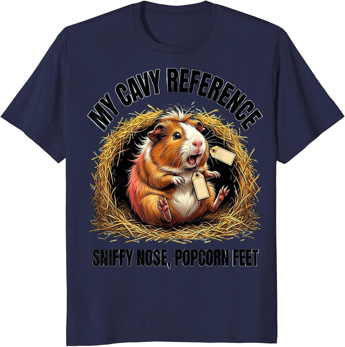 Men's My Cavy Reference Sniffy Nose Popcorn Feet Funny Cavy Lover T-Shirt - Navy Blue