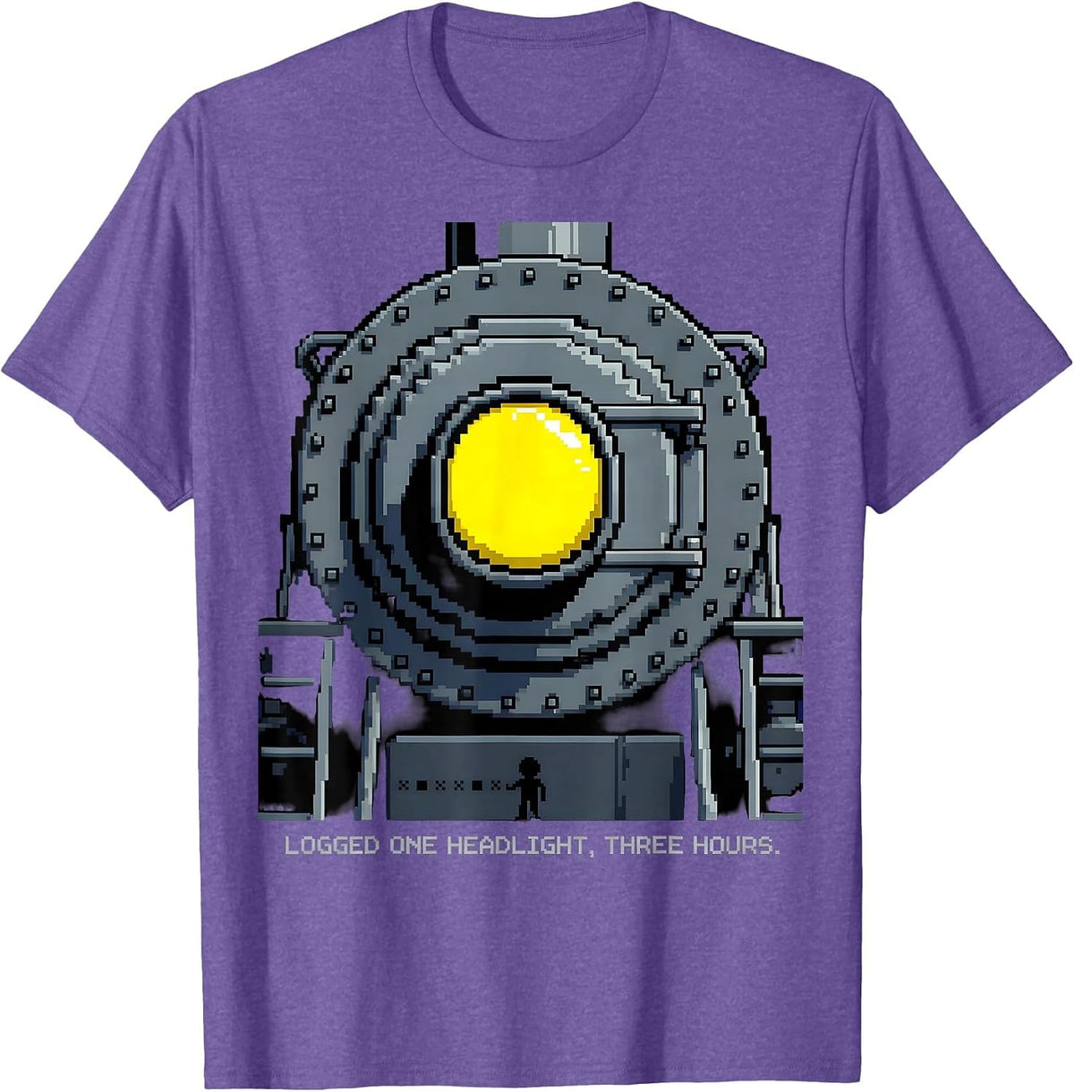 Men's Logged One Headlight Three Hours Pixel Art Big Boy 4014 T-Shirt - Purple Heather
