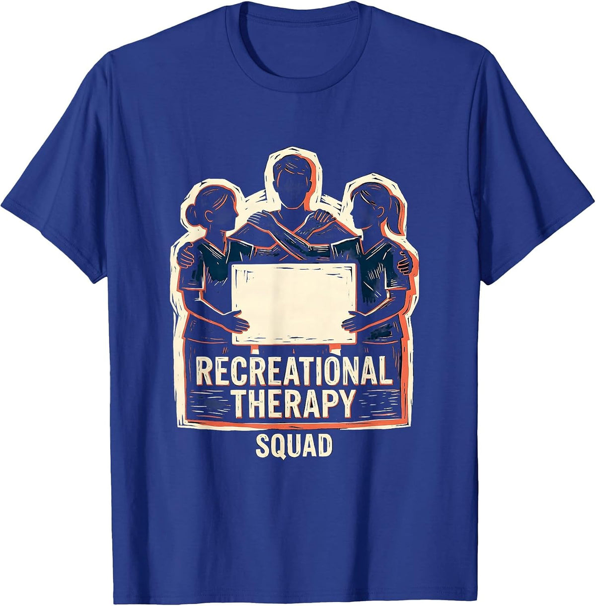 Recreational Therapy Squad Linocut Activity Assistant T-Shirt - Royal Blue