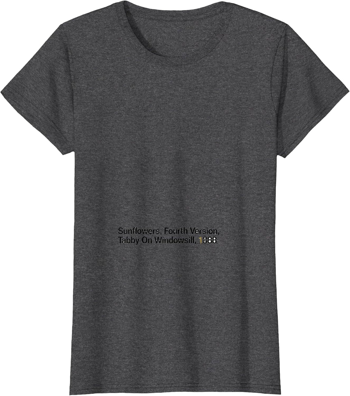 Women's Sunflowers, Fourth Version, Tabby On Windowsill, 1888 T-Shirt - Dark Heather Grey