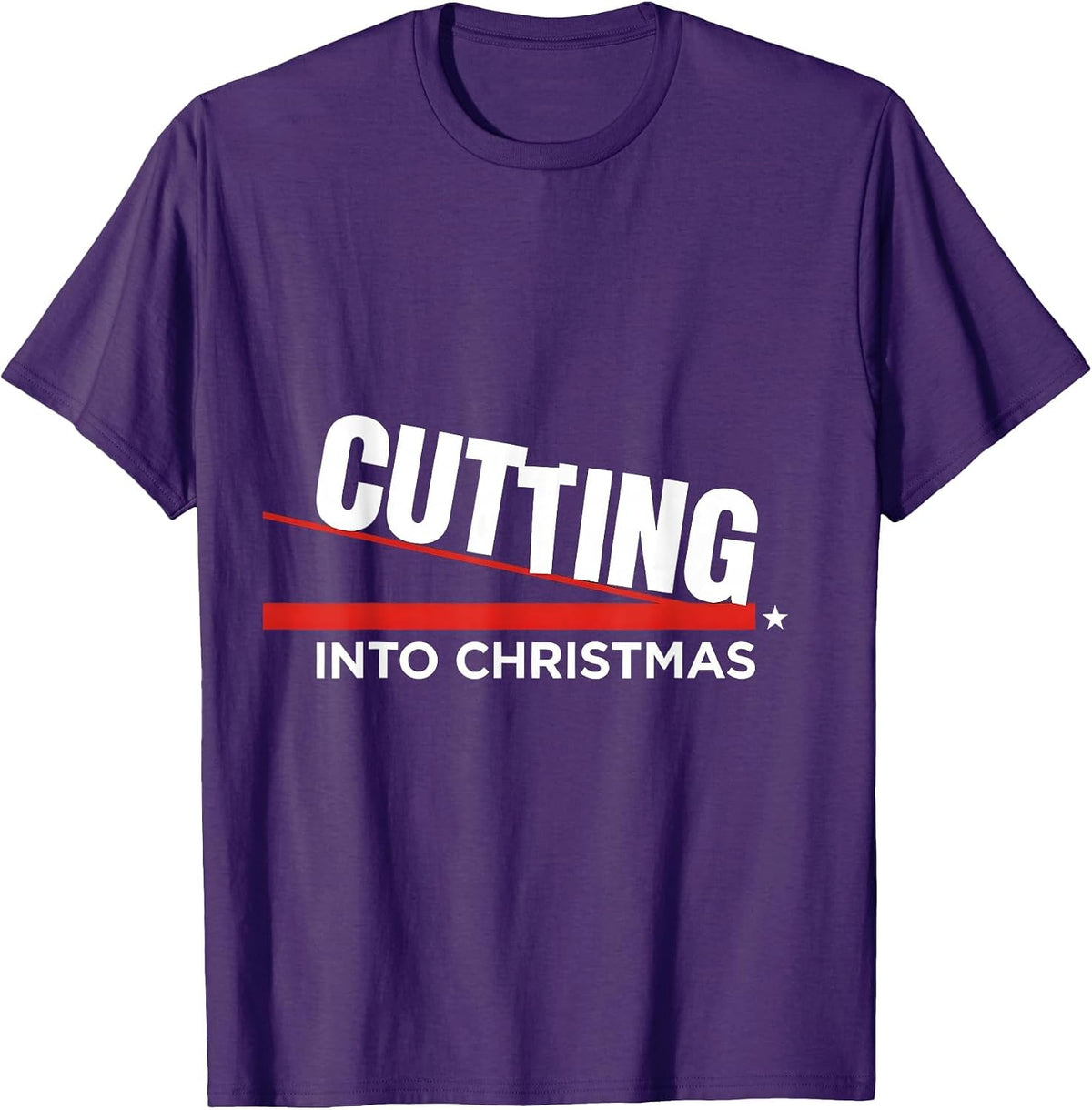 Cutting Into Christmas New Wave Typography Snowboarder Gift T-Shirt - Purple