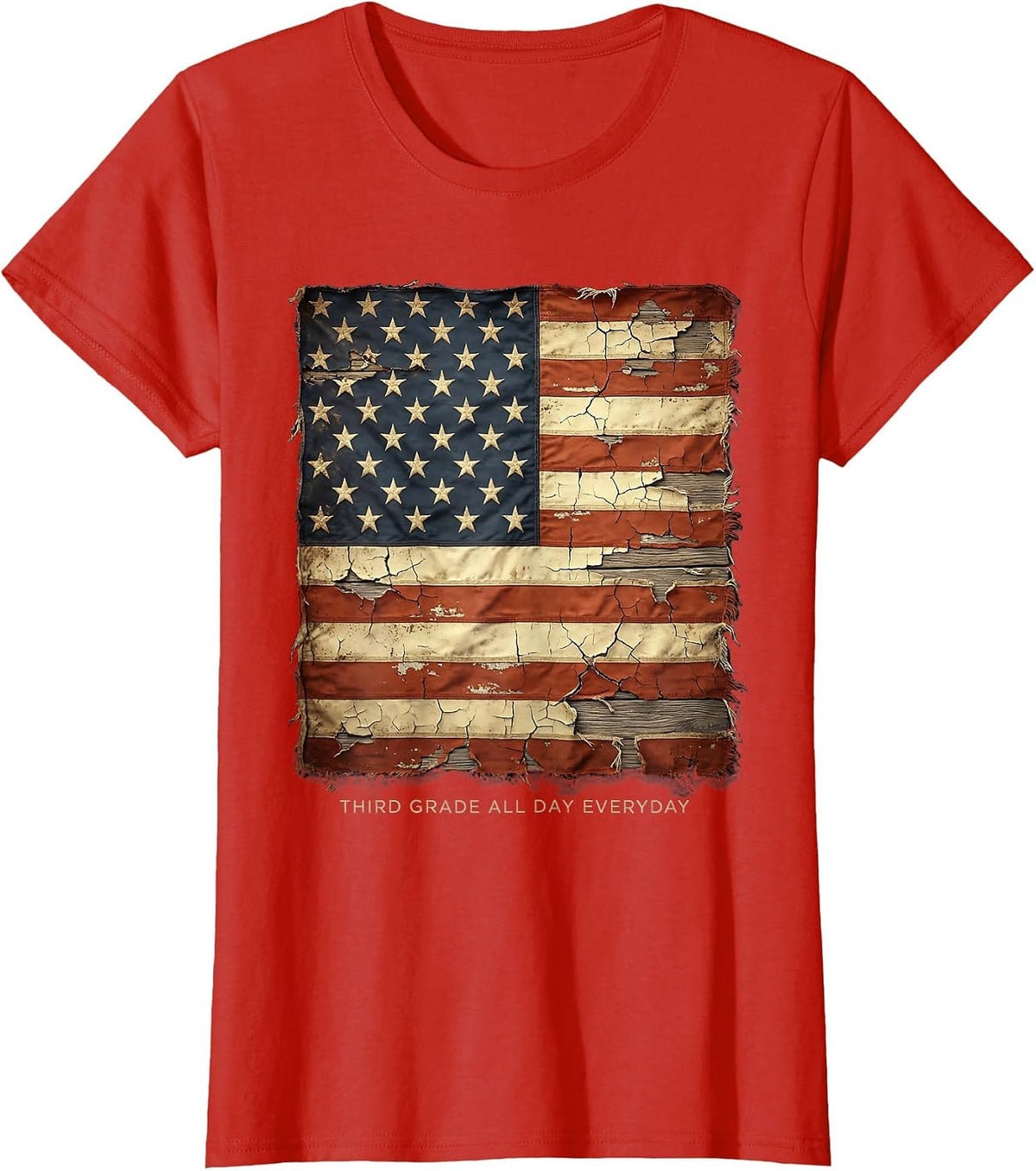 Third Grade All Day Everyday Teacher Design T-Shirt - Red