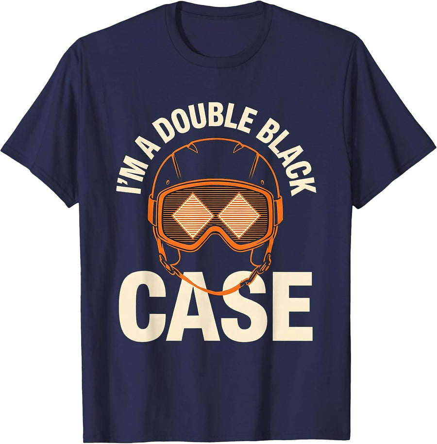 I'm A Double Black Case Funny Ski Snowboard Dad Gift T-Shirt - Navy Blue