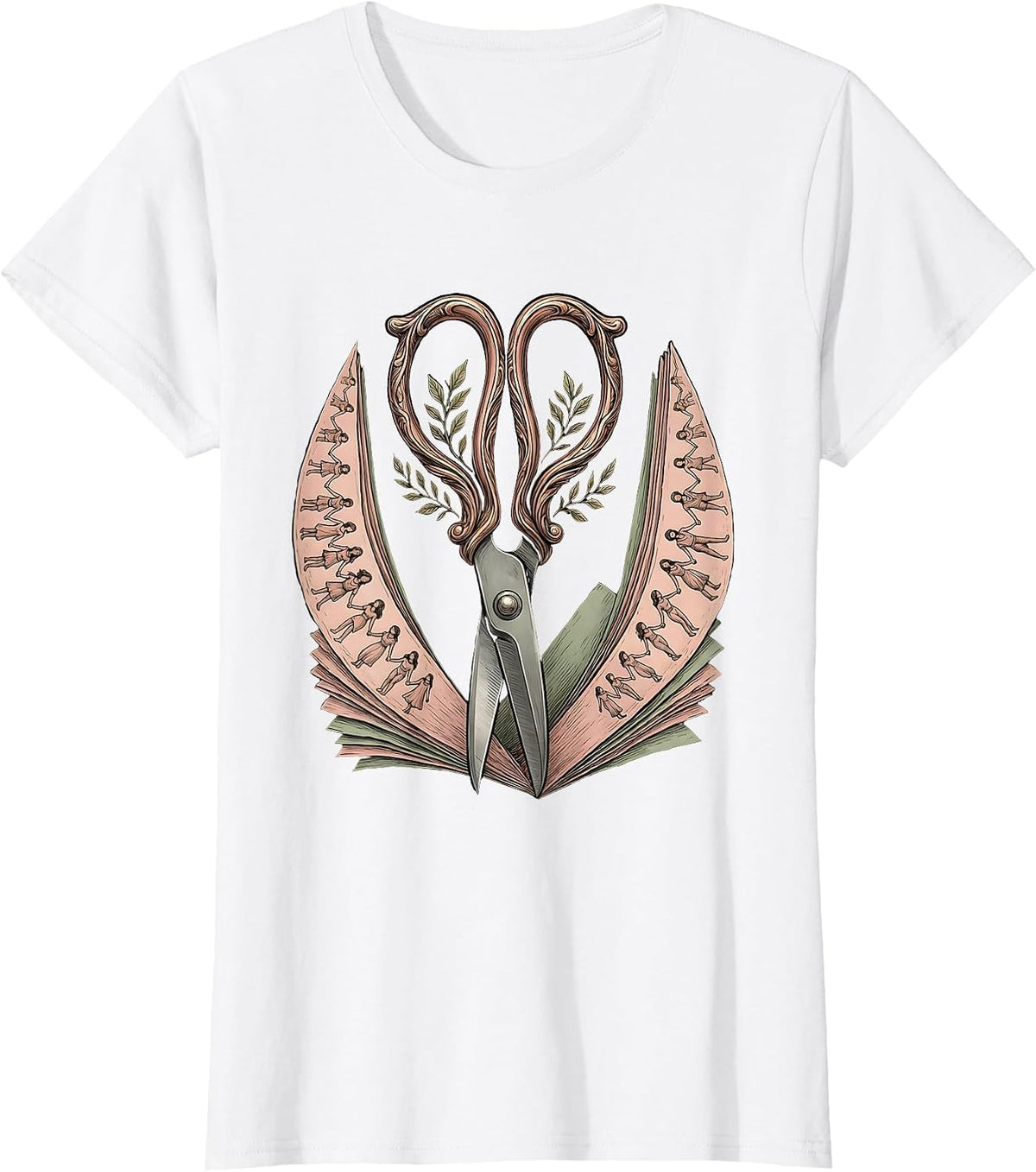 Kindergarten Teacher Scissors Paper Chain Graphic T-Shirt - White