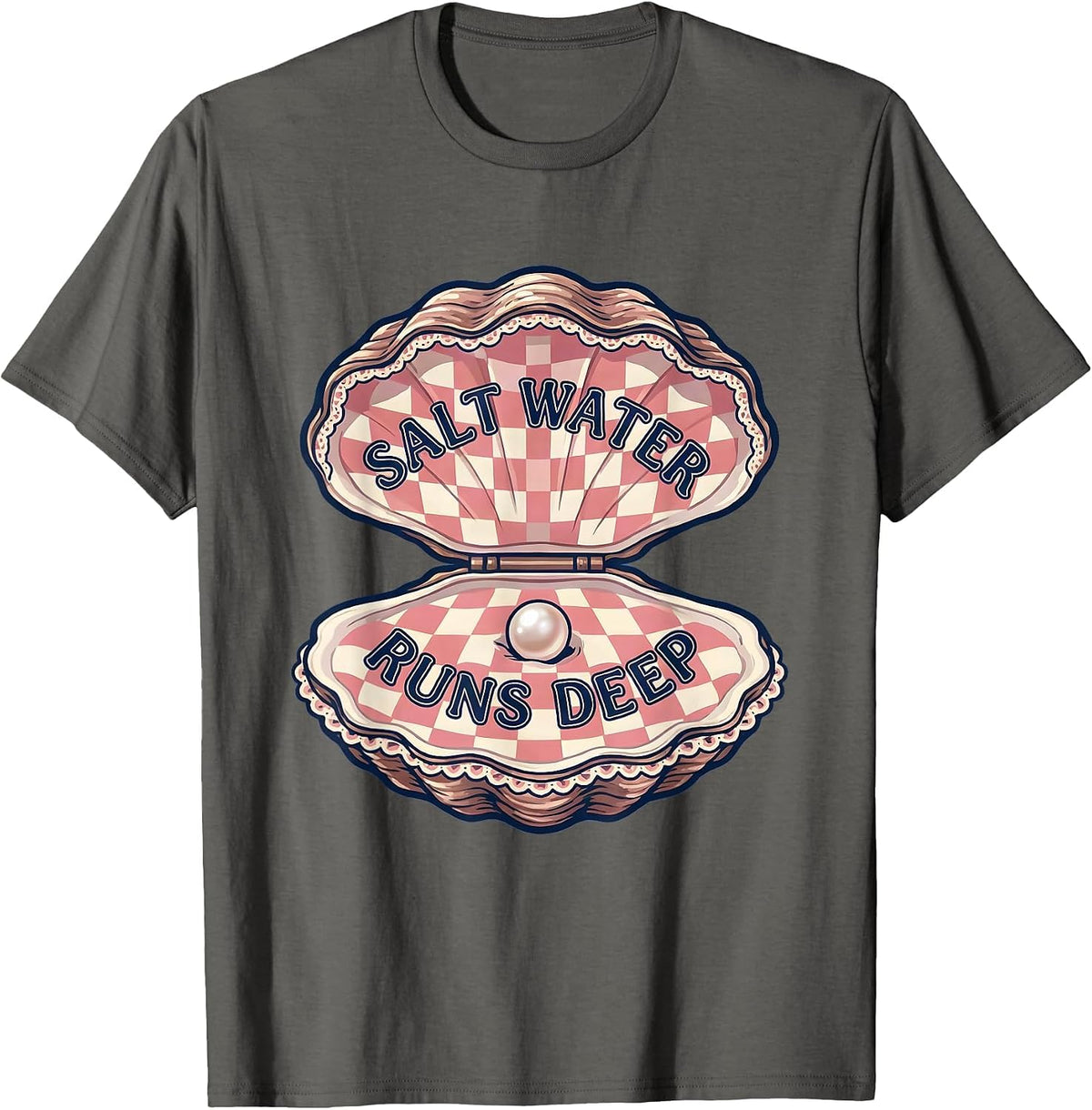 Salt Water Runs Deep Ocean Lover Design T-Shirt - Asphalt Grey