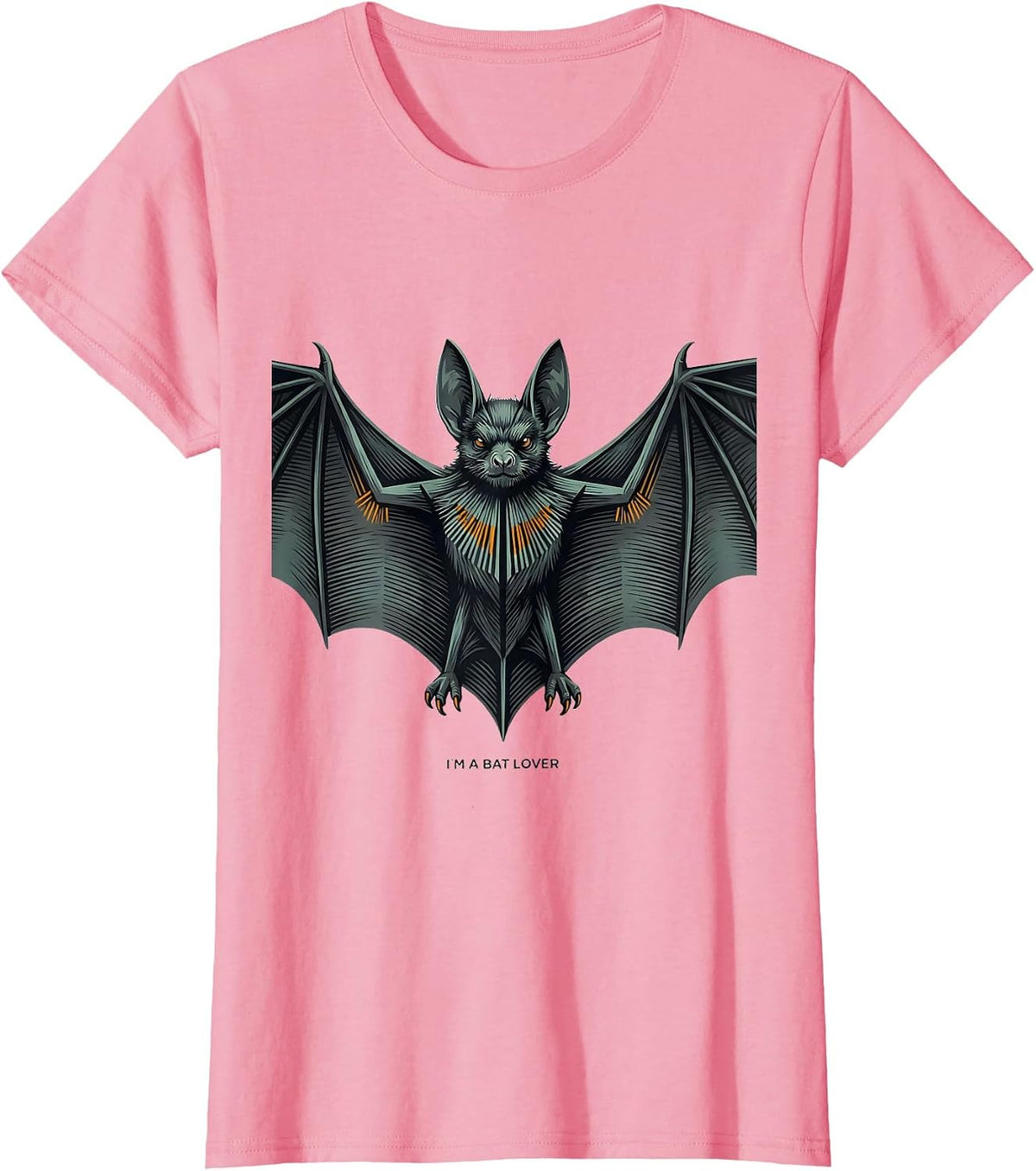 Women's I'm A Bat Lover Editorial Conceptual Bat Enthusiast Wildlife T-Shirt - Pink