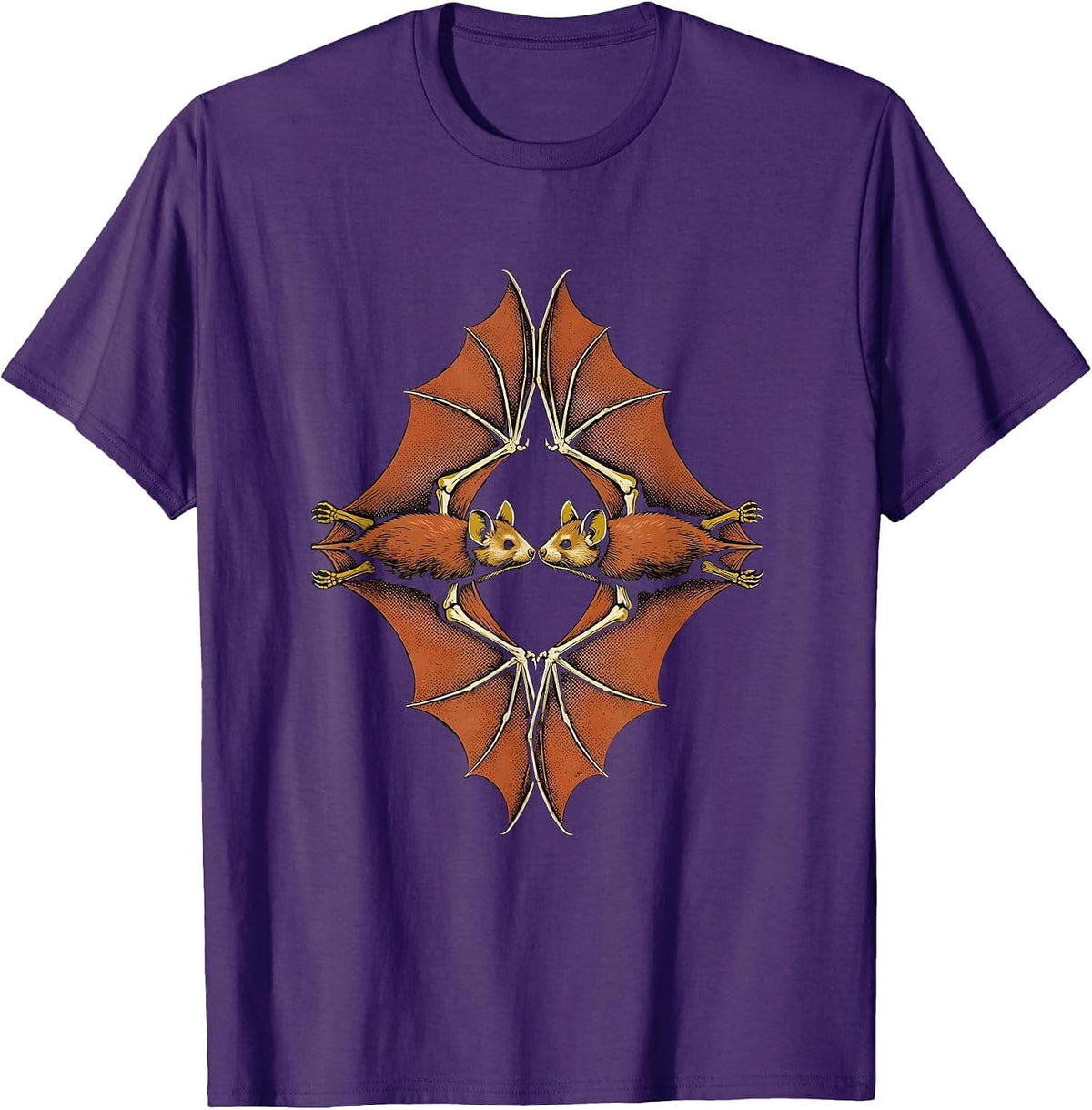 Bats Vintage Retro Gothic Bat Lover Halloween T-Shirt - Purple
