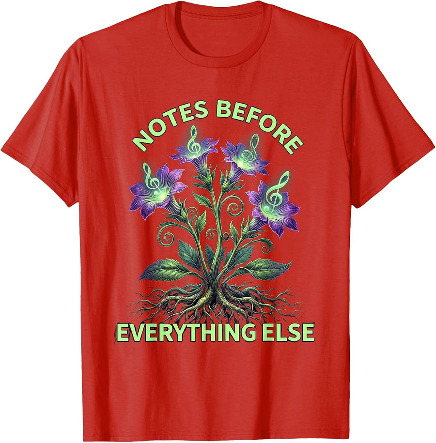Men's Notes Before Everything Else Music Teacher Design T-Shirt - Red