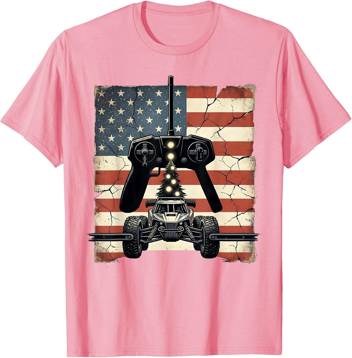 Men's RC Transmitter Buggy Patriotic Drag Racing Gift T-Shirt - Pink