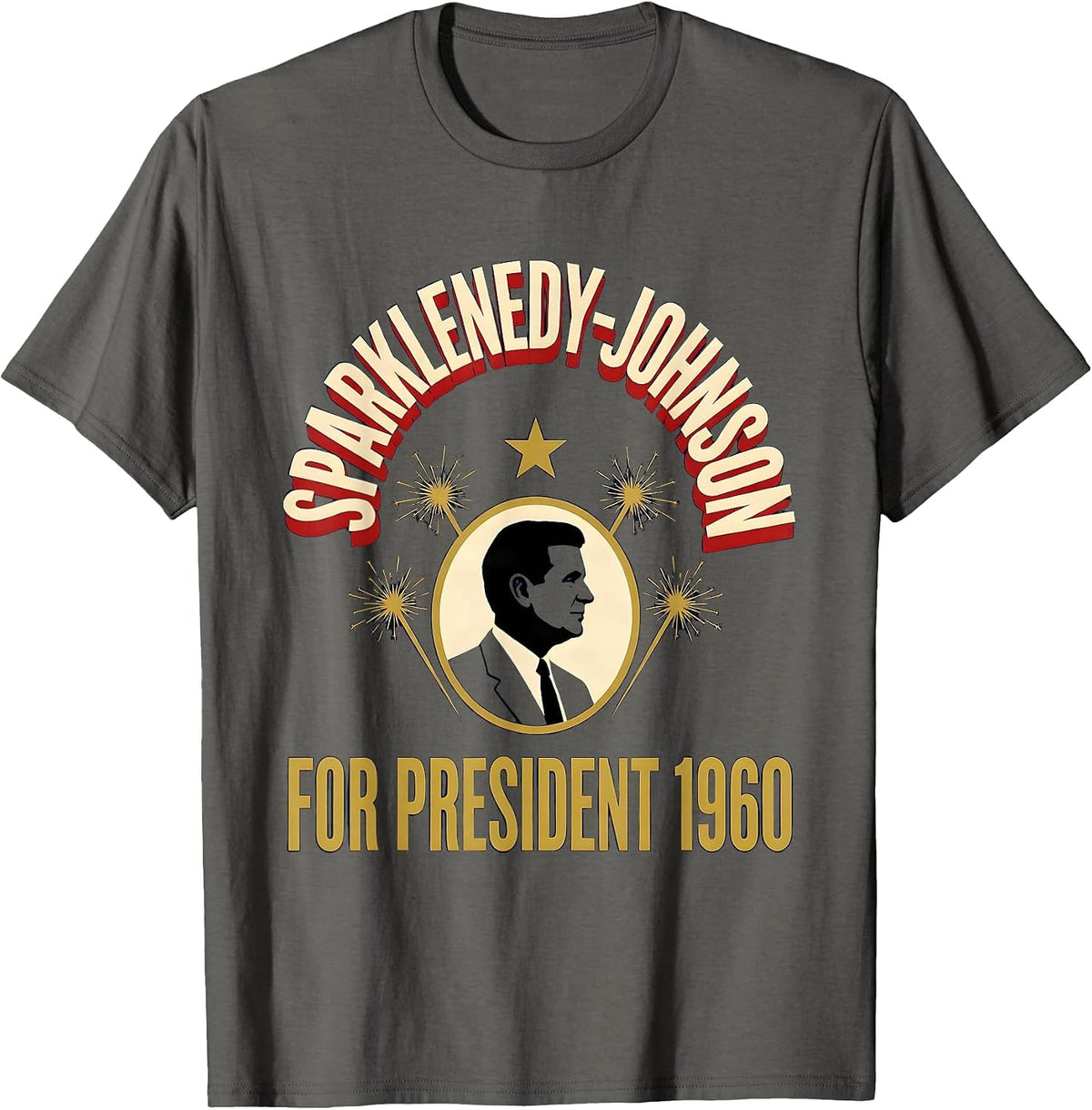 Men's Sparklenedy-Johnson For President 1960 Retro Political T-Shirt - Asphalt Grey