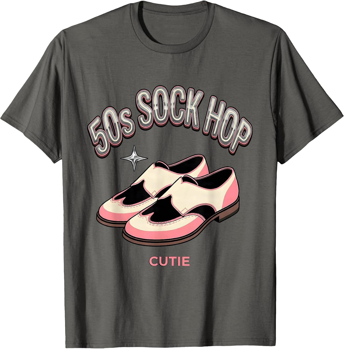 Men's 50s Sock Hop Cutie Retro Rockabilly 1950s Party Costume T-Shirt - Asphalt Grey